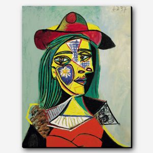 نقاشی زن با کلاه و یقه خز