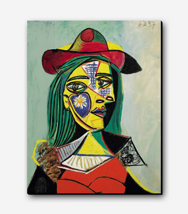 نقاشی زن با کلاه و یقه خز