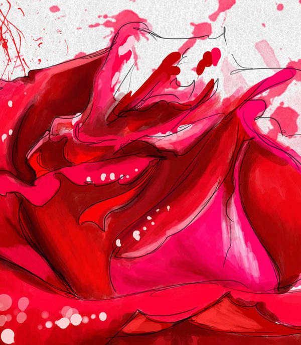 نقاشی گل قرمز
