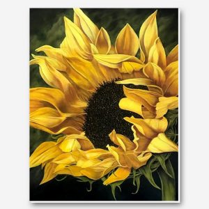 تابلو نقاشی اورجینال تک گل آفتاب گردان