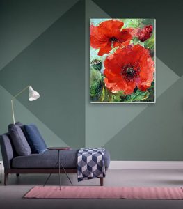 تابلو نقاشی اورجینال رنگ روغن لاله