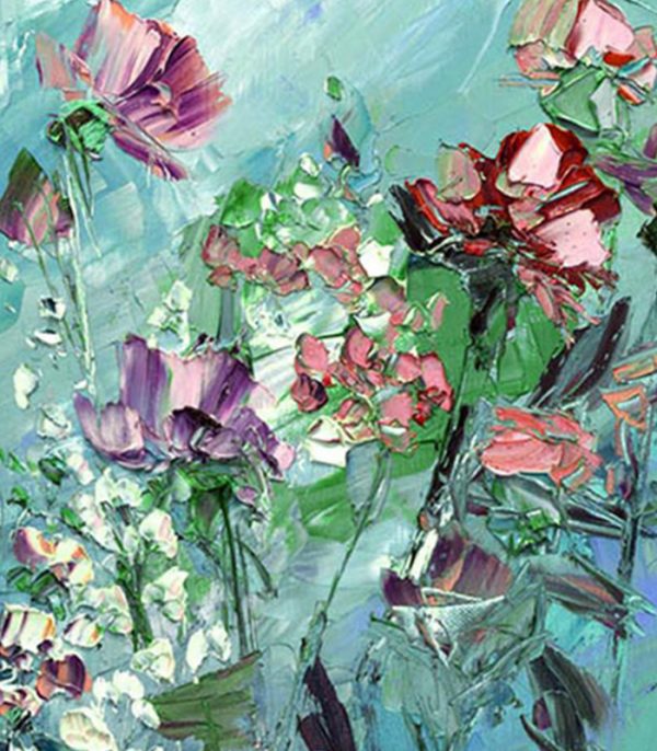 تابلو نقاشی اورجینال گل های شاد
