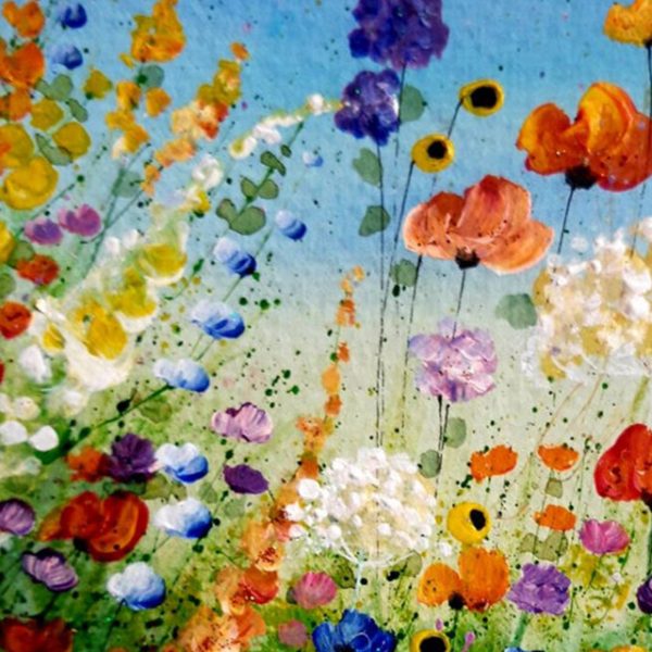 تابلو نقاشی اورجینال گل های بادبادکی